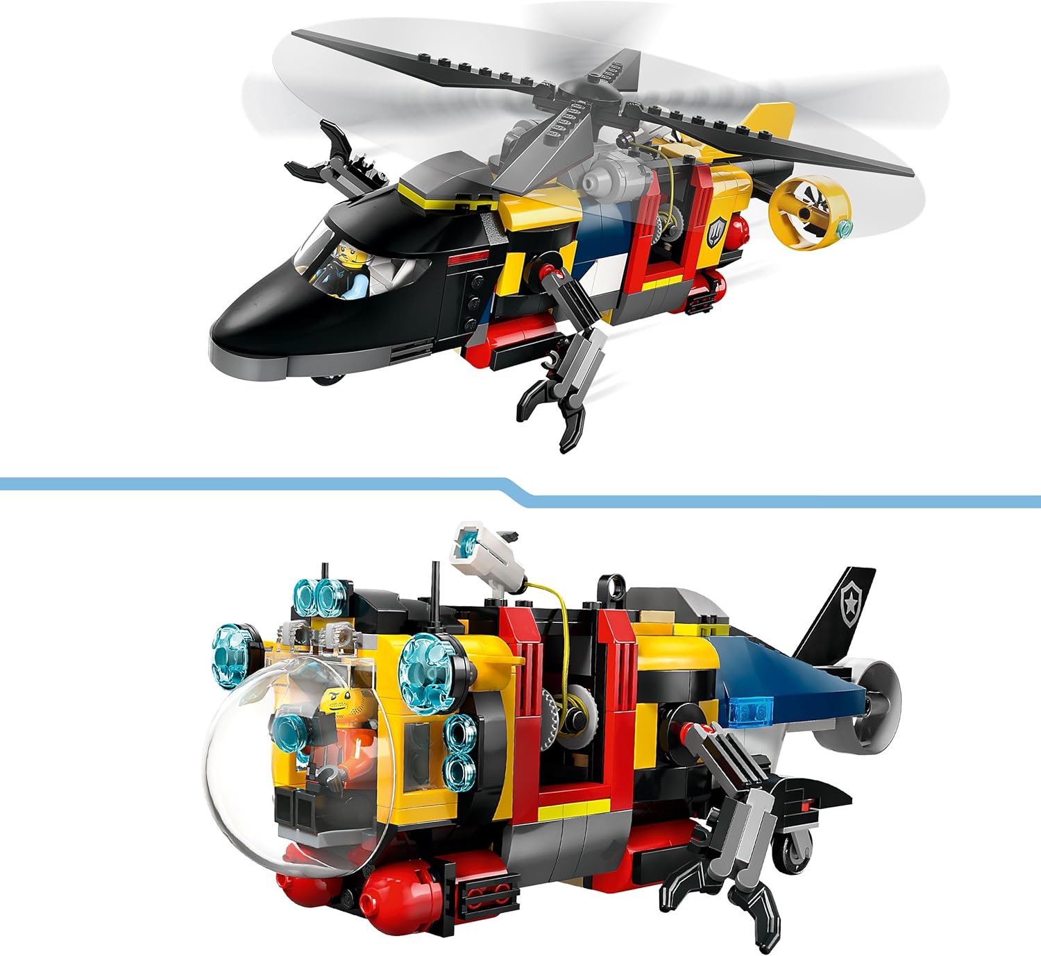 Конструктор LEGO City Helicopter FireTruck Submarine блочный - фото 4