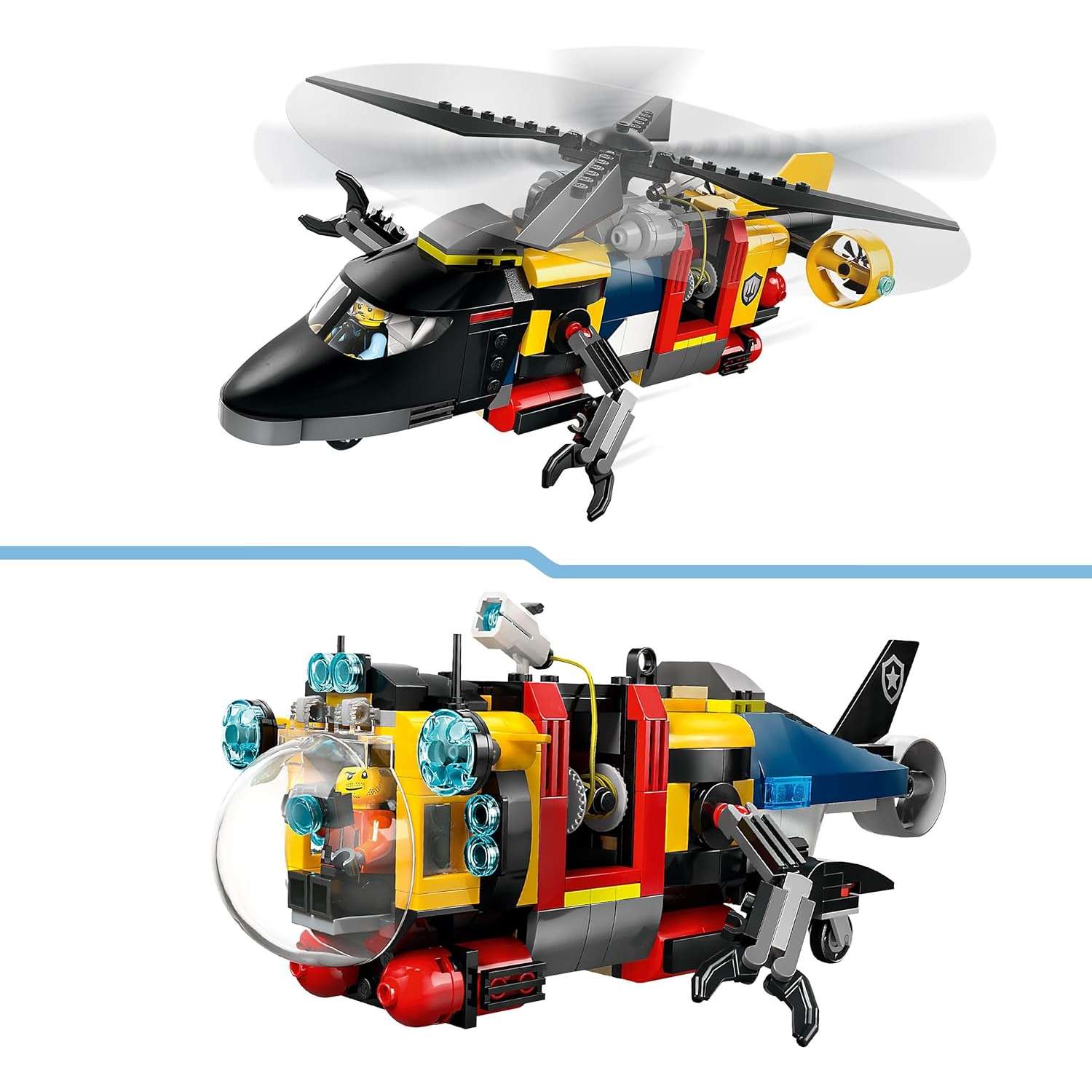 Конструктор LEGO City Helicopter FireTruck Submarine блочный - фото 4