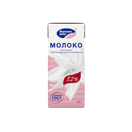 Молоко Хорошее дело 3.2% 0,95л