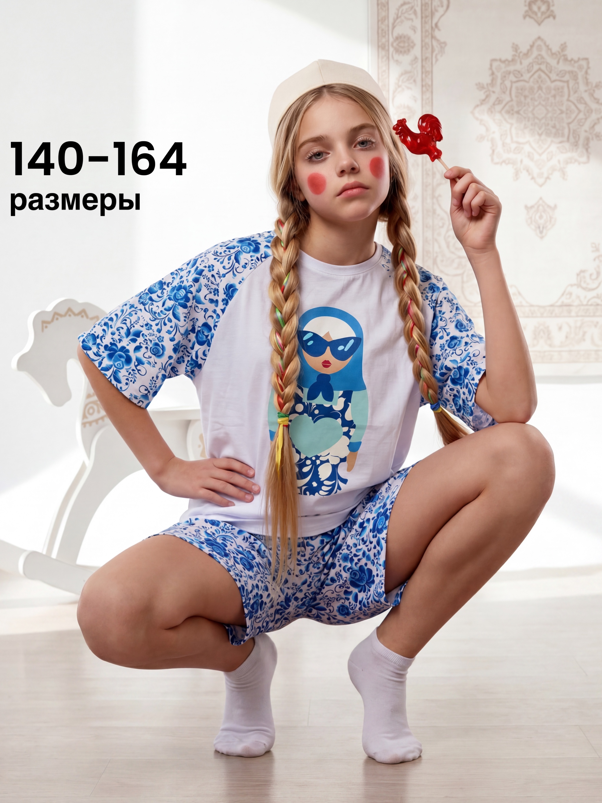Пижама MIKO YUMI TRSC-гжель-BIG - фото 2