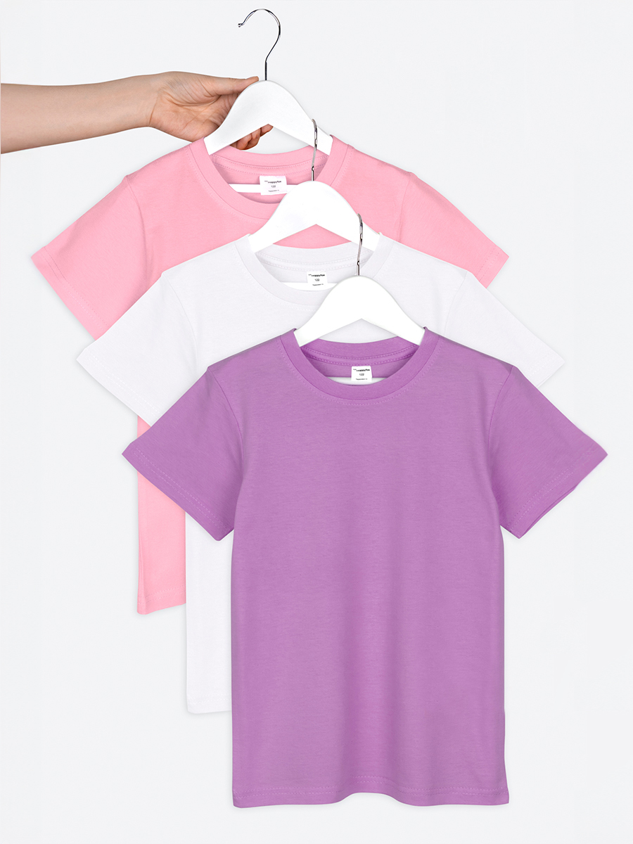 Футболка 3 шт HappyFox HF6603Nбелый.розовый.лаванда - фото 1