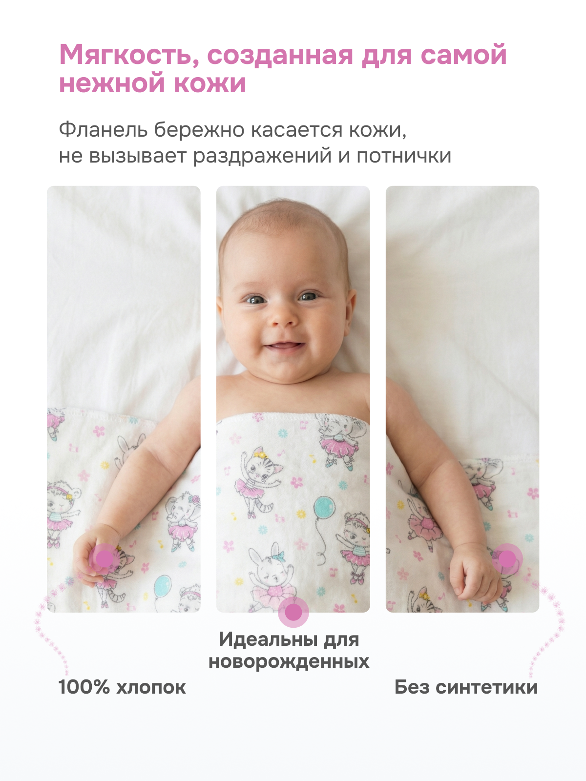 Пелёнка Чудо-Чадо фланель 90х120 см 2 шт. - фото 3