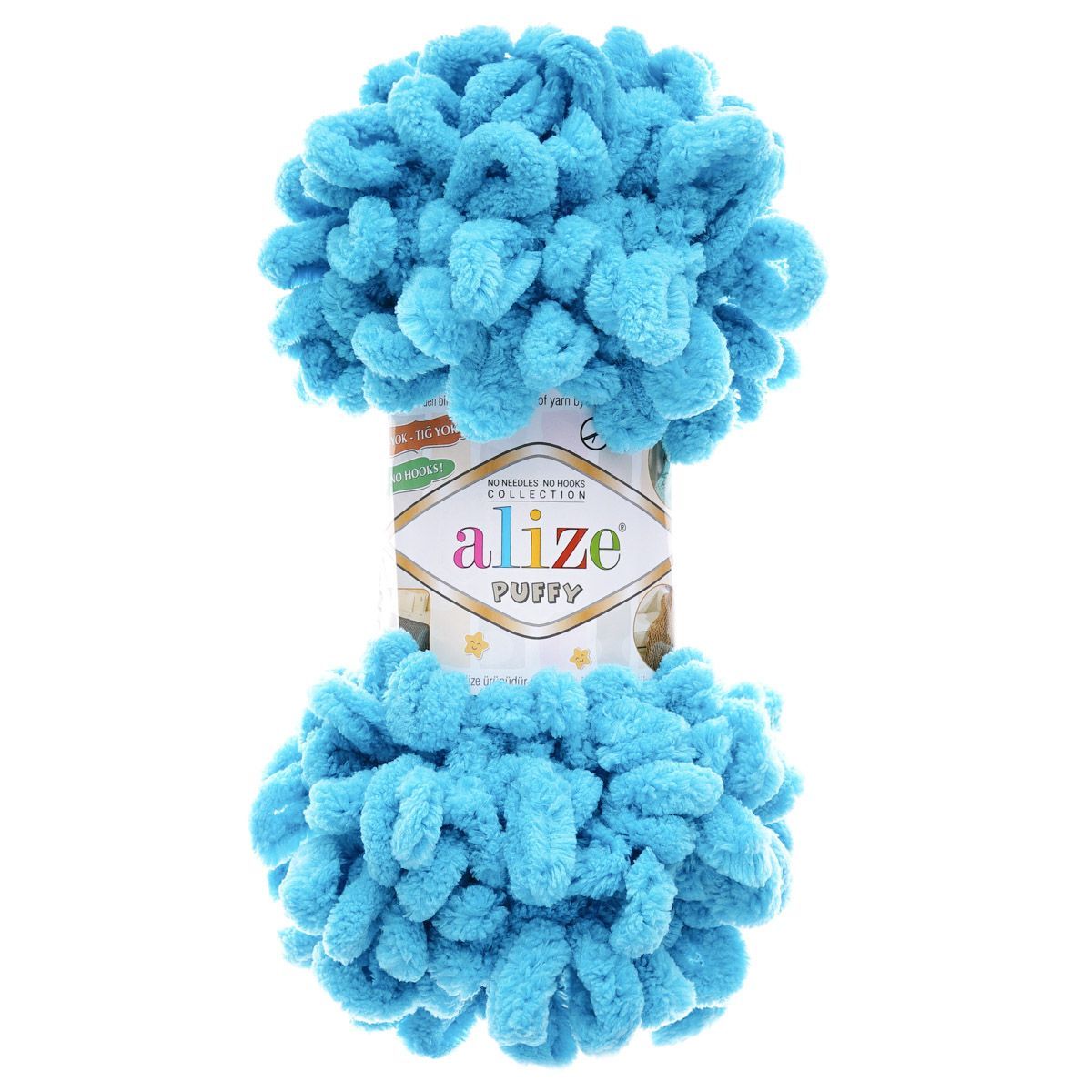 Пряжа для вязания Alize puffy 100 г 9 м микрополиэстер фантазийная плюшевая 16 голубой Сочи 5 мотков - фото 5