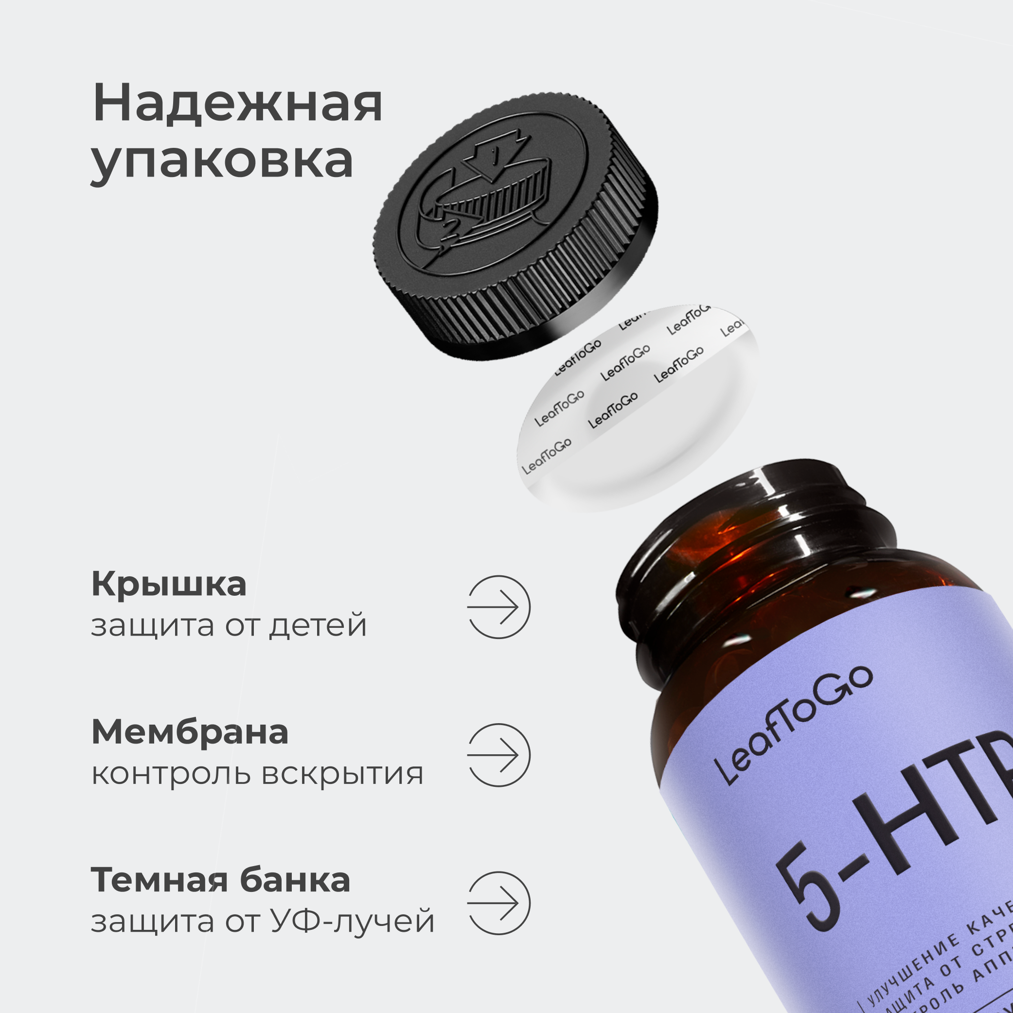 Витамины LeafToGo 5-HTP гидрокситриптофан от стресса и для сна - фото 7