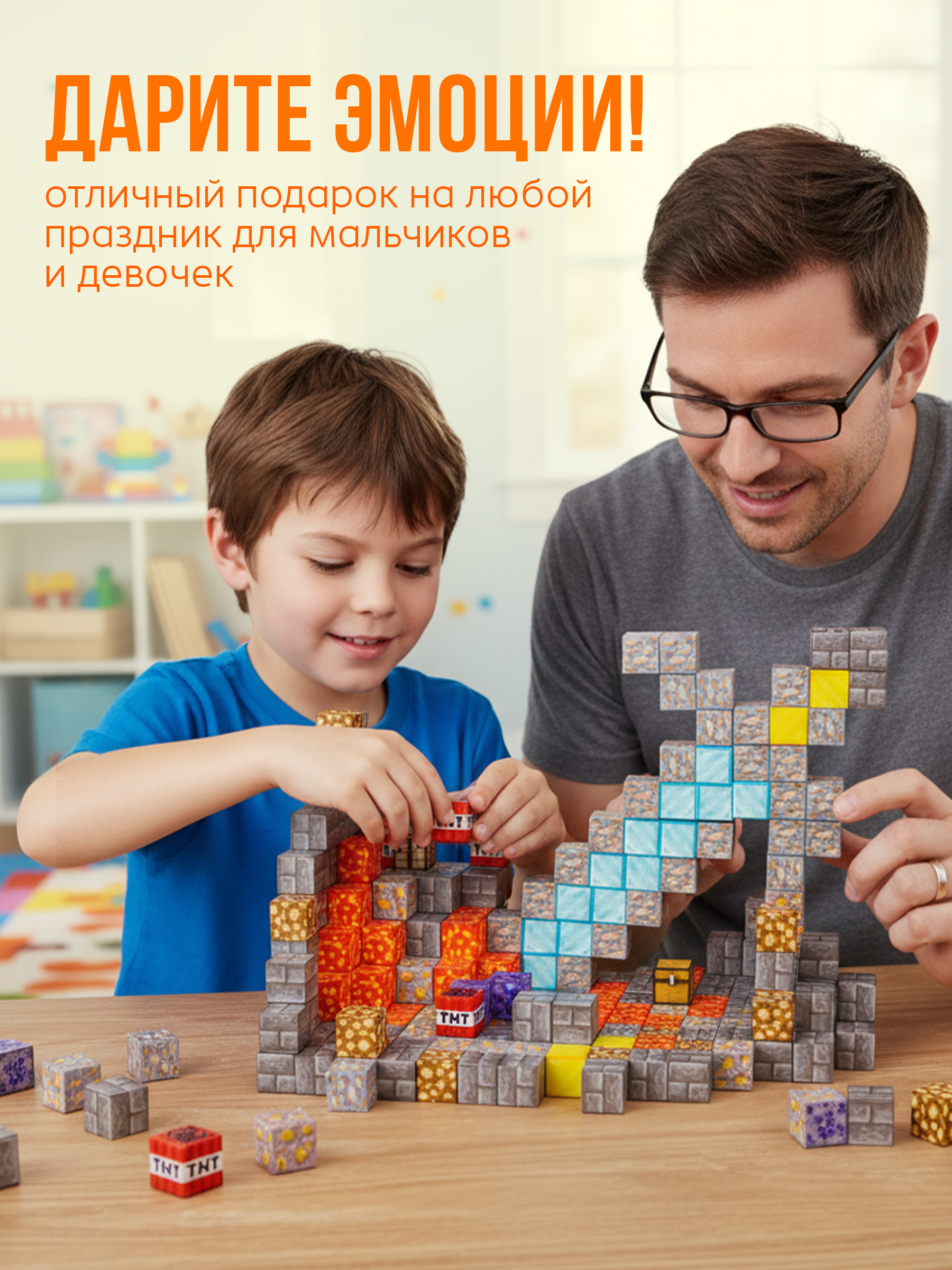 Конструктор BAZUMI кубики майнкрафт меч магнитный 268 дет. - фото 2