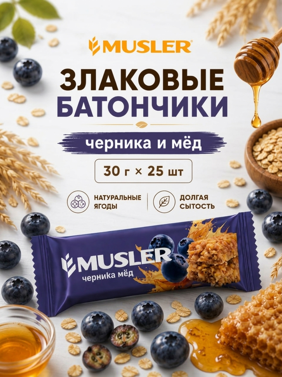 Злаковые батончики мюсли MUSLER Батончик 25 шт - фото 1
