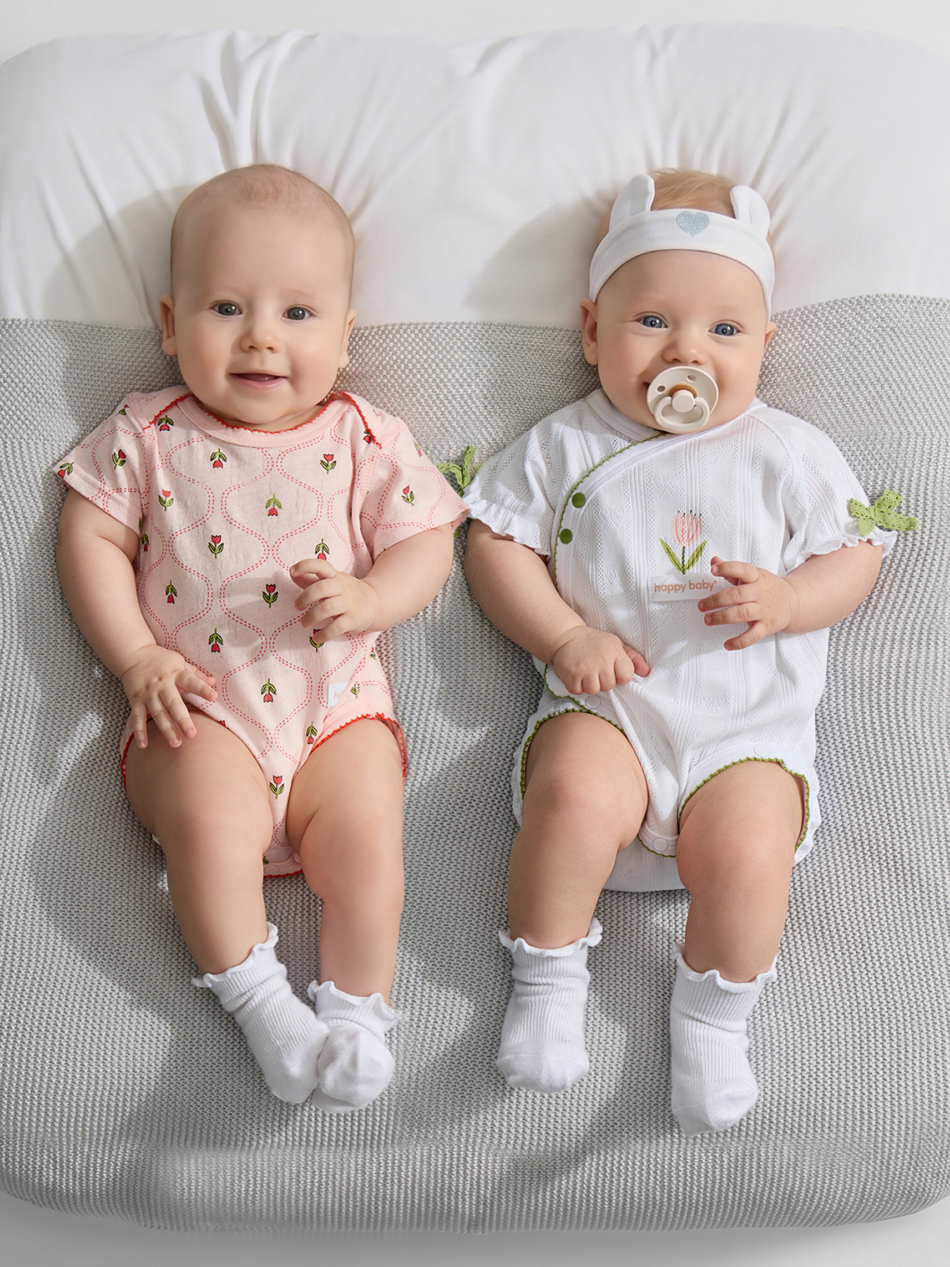 Боди 2 шт Happy Baby 90154-0_white-pink - фото 1