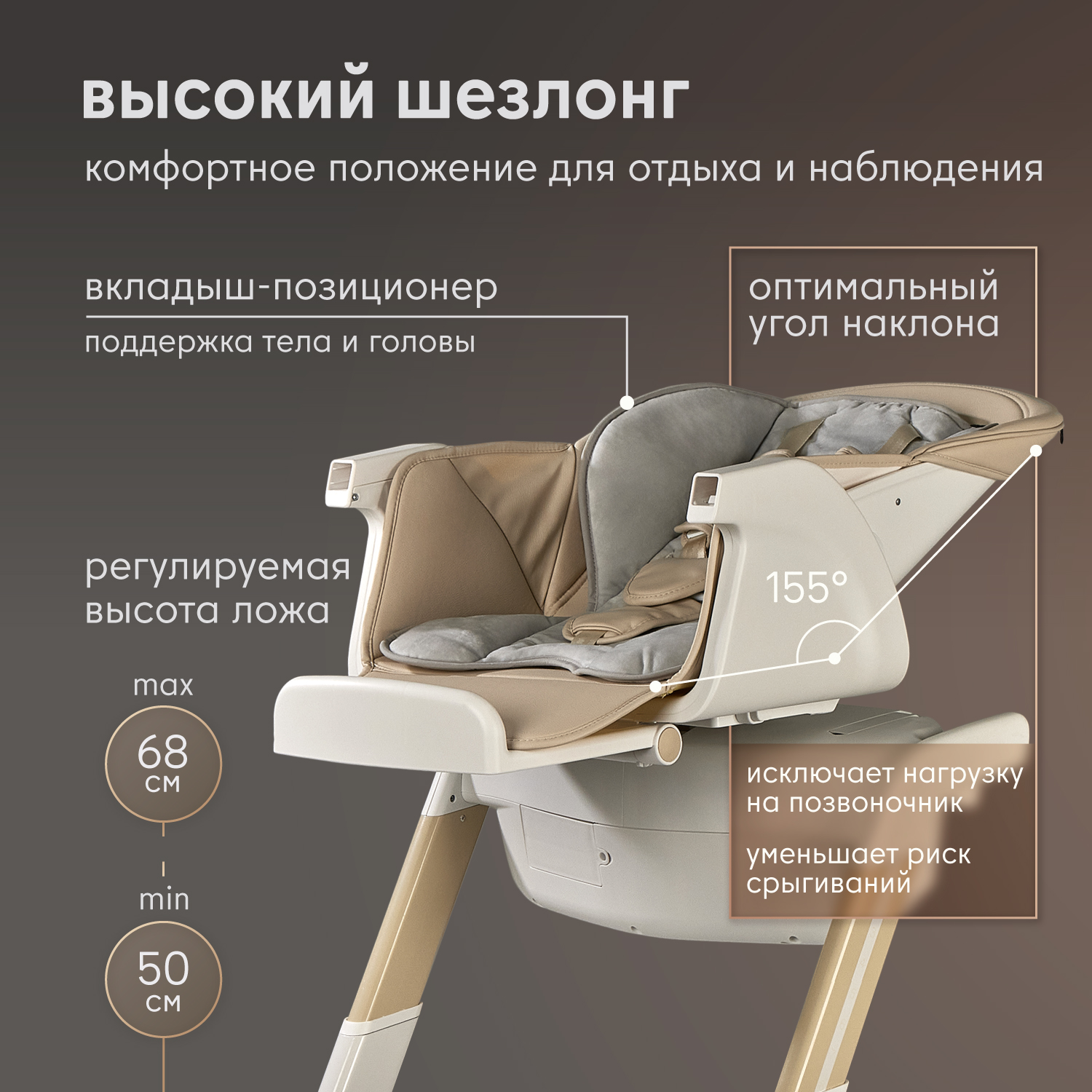 Стульчик для кормления Nuovita Unico Gloria бежевый - фото 9