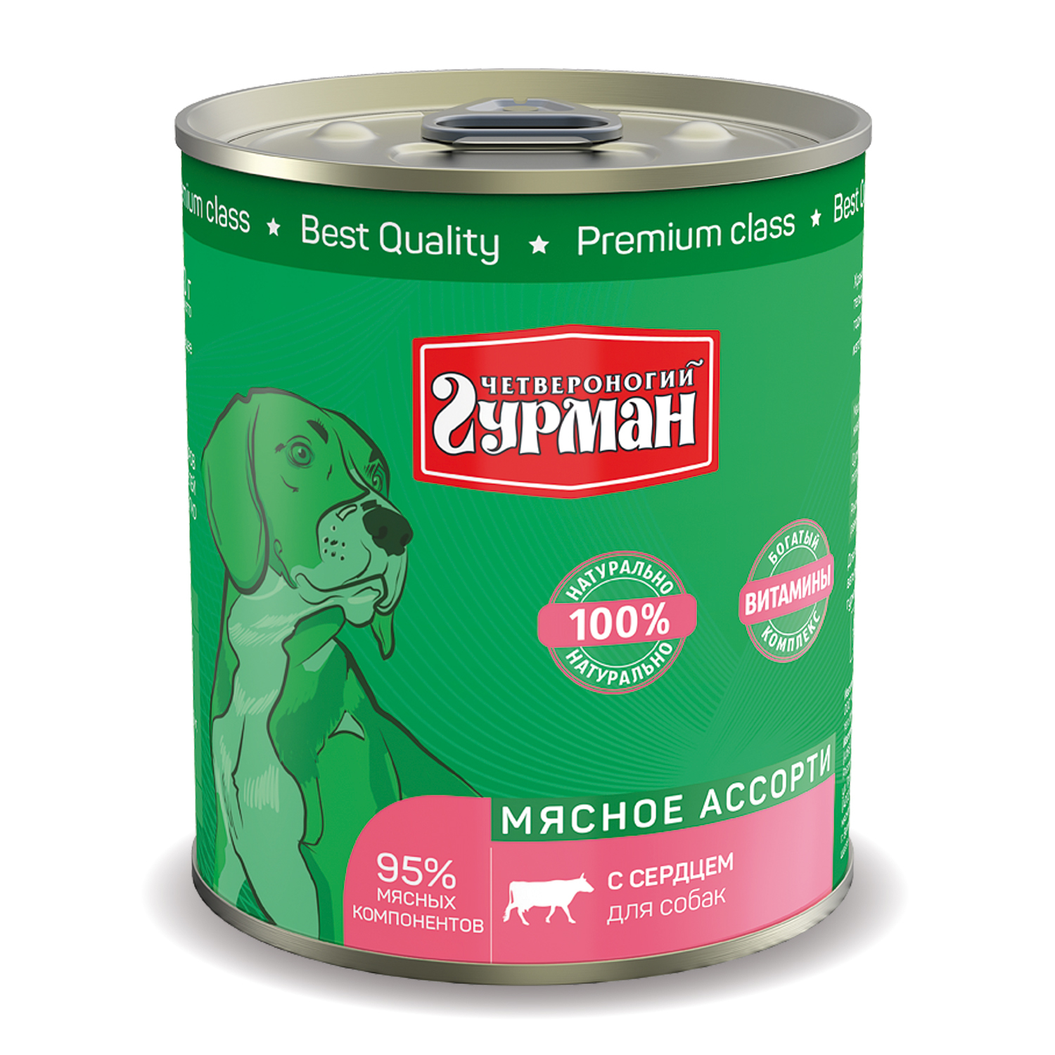 Корм для собак Четвероногий Гурман 340г мясное ассорти с сердцем - фото 1