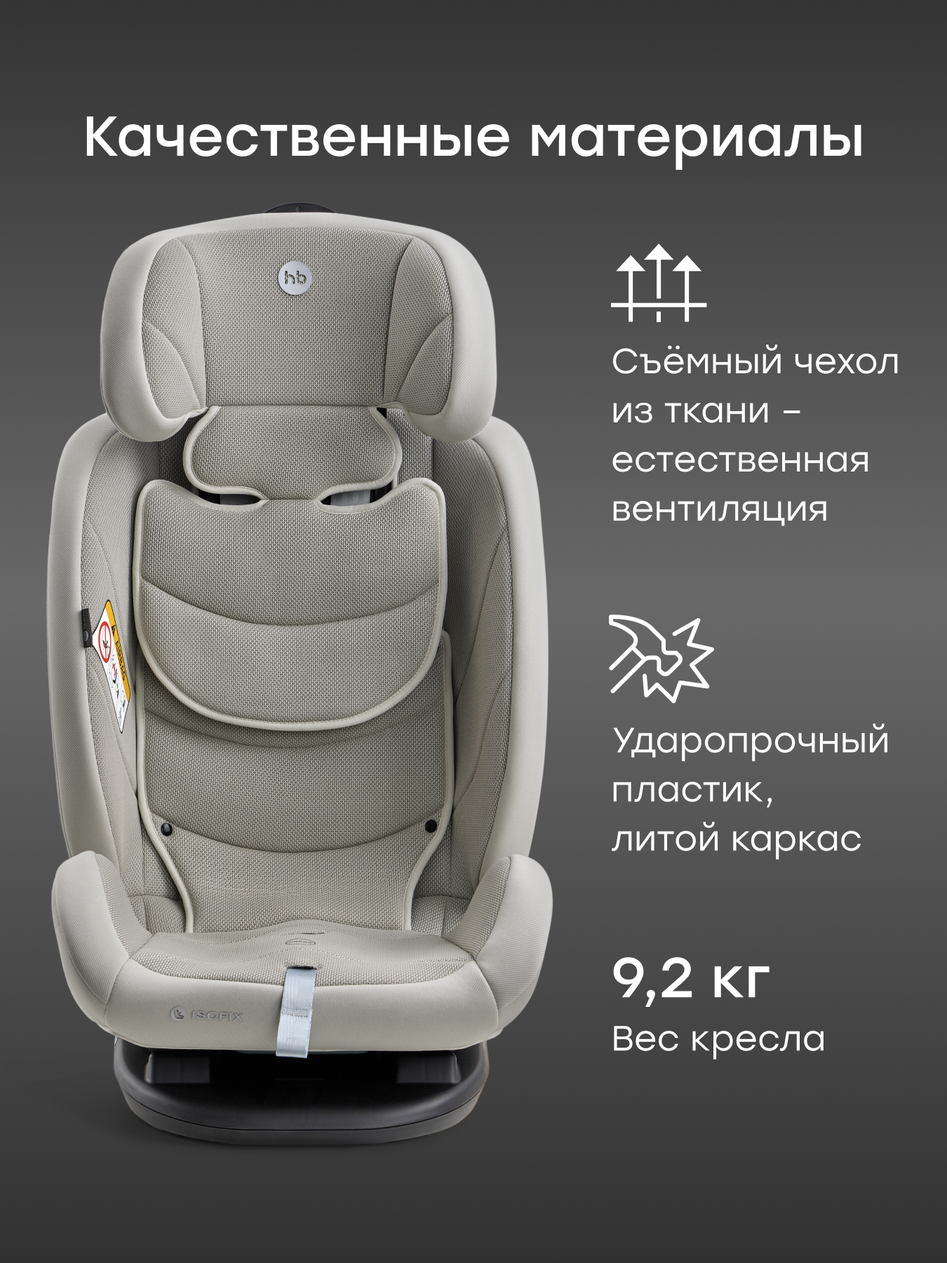 Автокресло Happy Baby Orex Isofix 0+/1/2/3 (0-36 кг) серый - фото 3