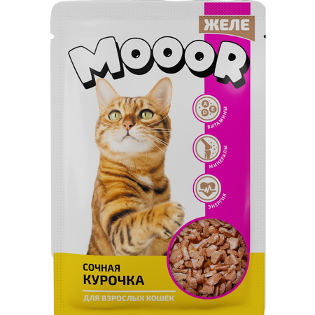 Корм для кошек консервированный Mooor желе с курицей 75г