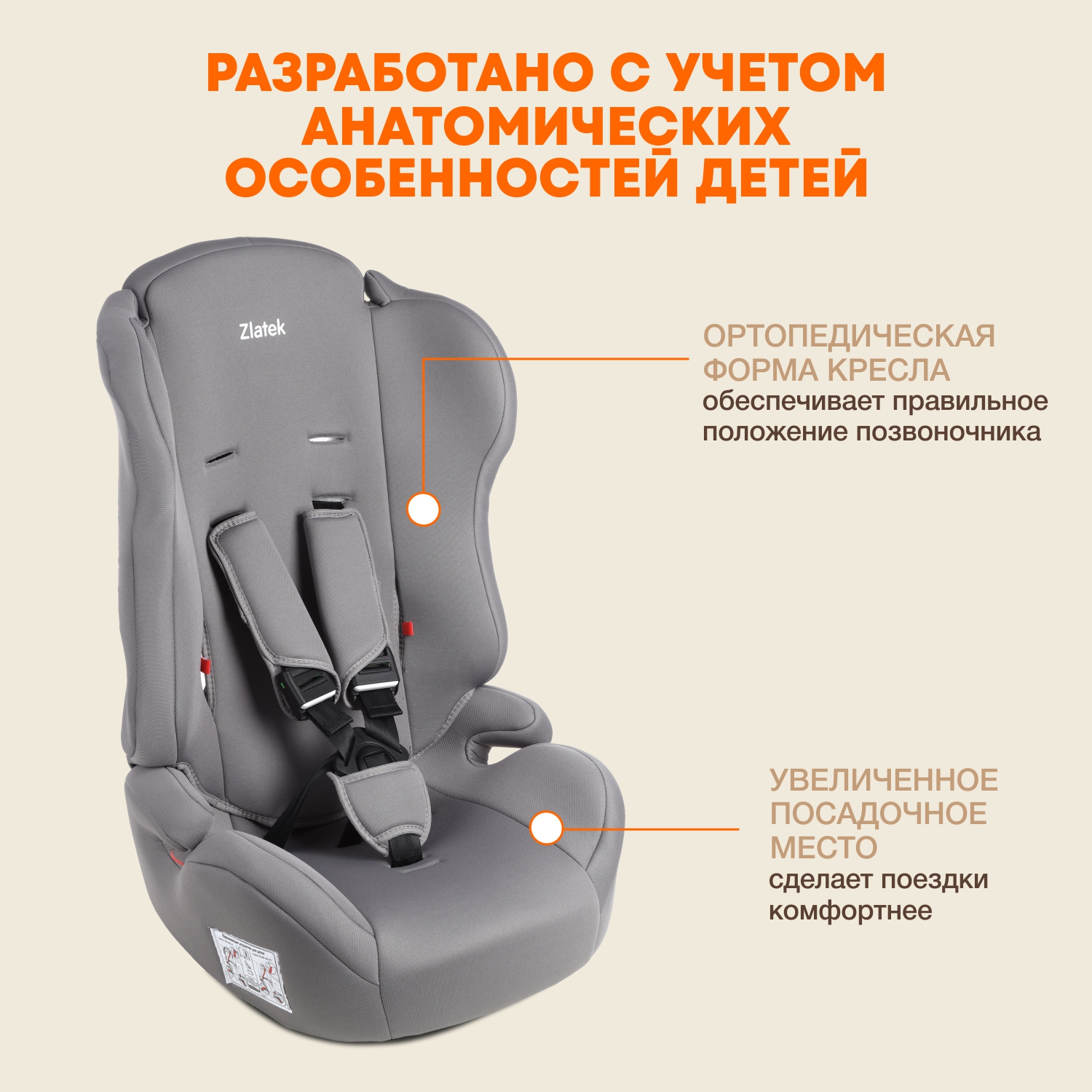 Автокресло ZLATEK Basic 1/2/3 (9-36 кг) - фото 3