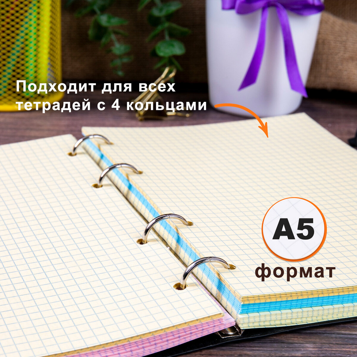 Тетрадь со сменным блоком Brauberg клетка - фото 3