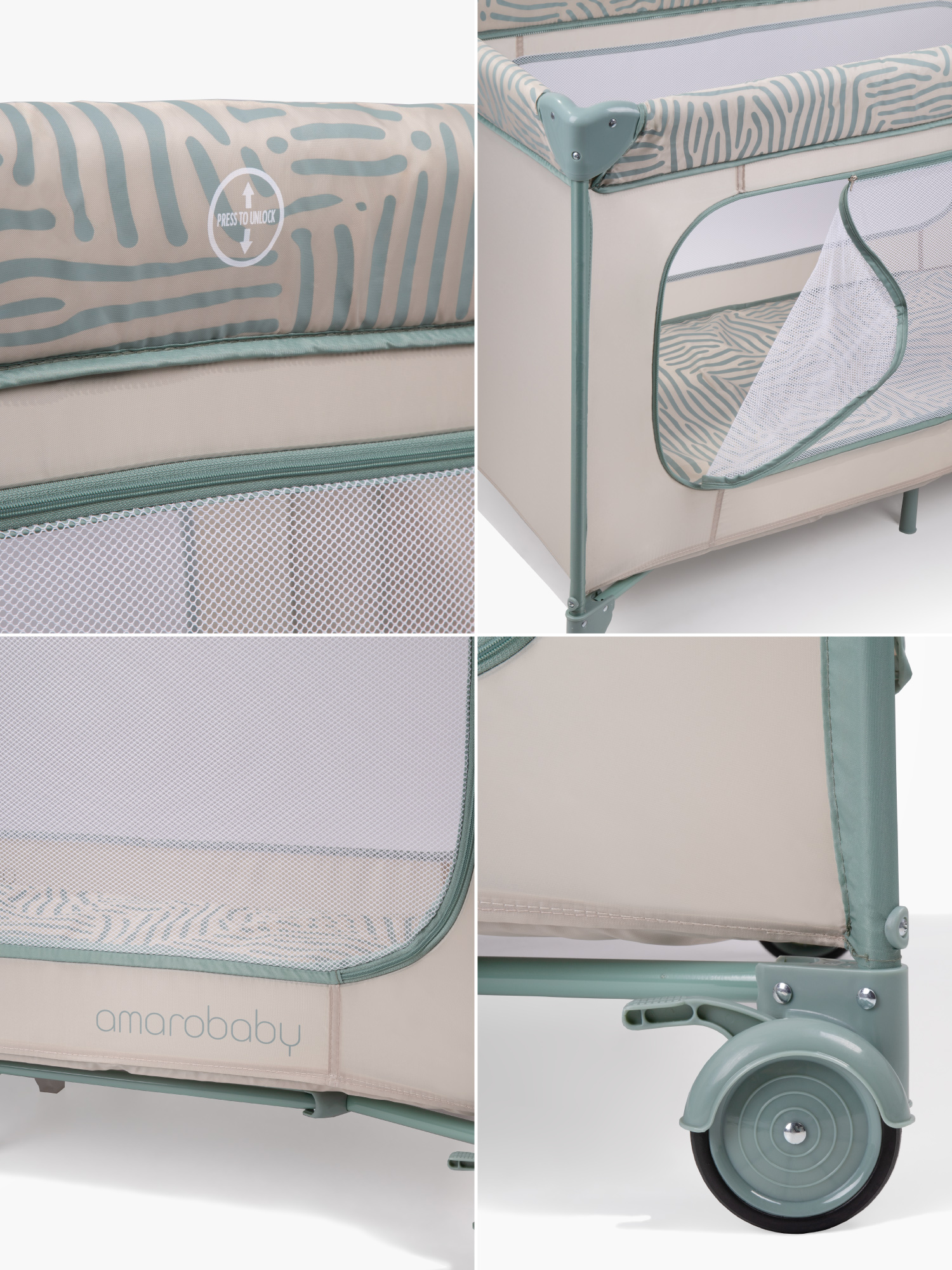 Манеж кровать Amarobaby SMART бежевый AMARO-26SM/0313 - фото 4