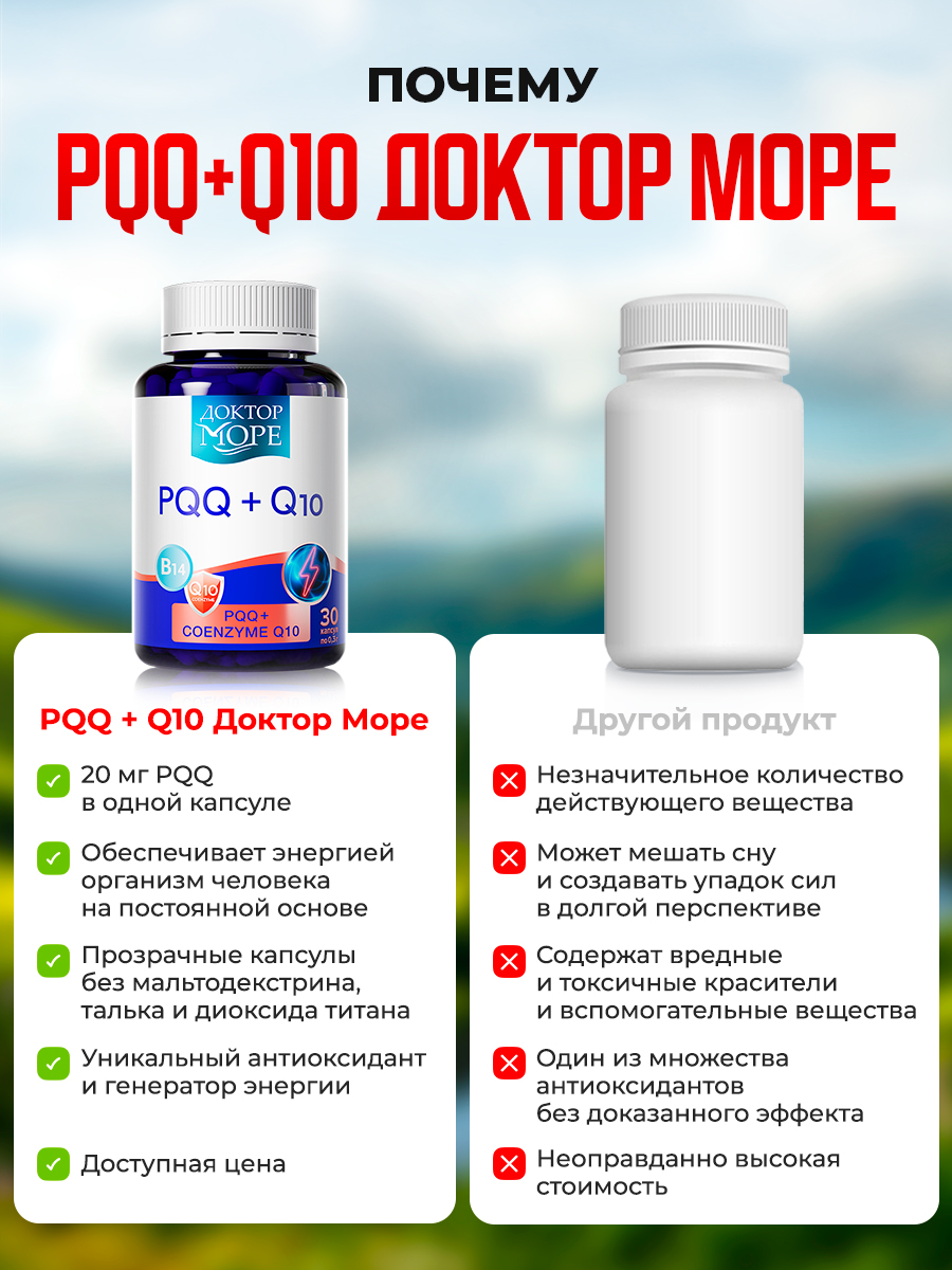 PQQ+Coenzyme Доктор Море 30 капсул по 0,3г - фото 10