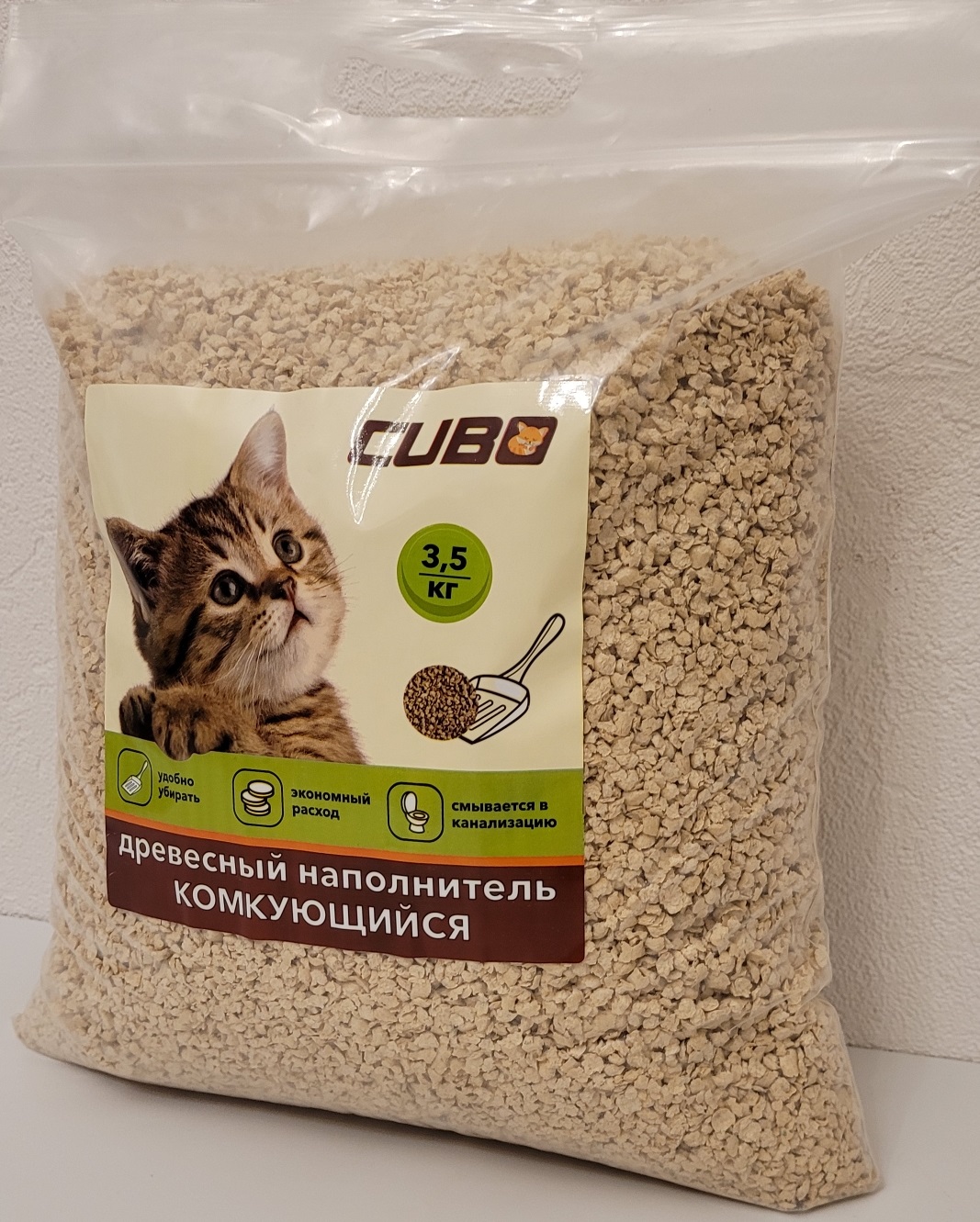 Наполнитель для кошек CUBO древесный комкующийся 3.5 кг - фото 3