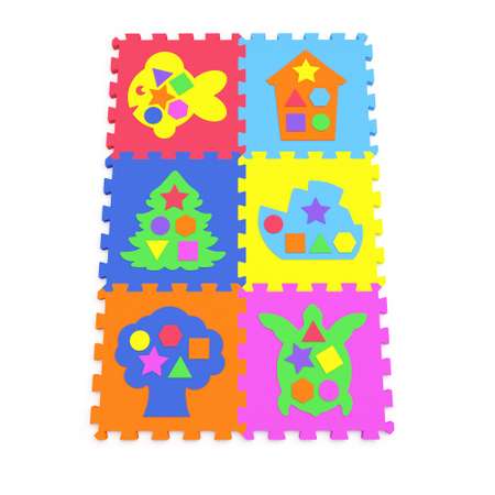 Развивающий коврик-пазл ElBascoToys Головоломки-сортеры 6 элементов