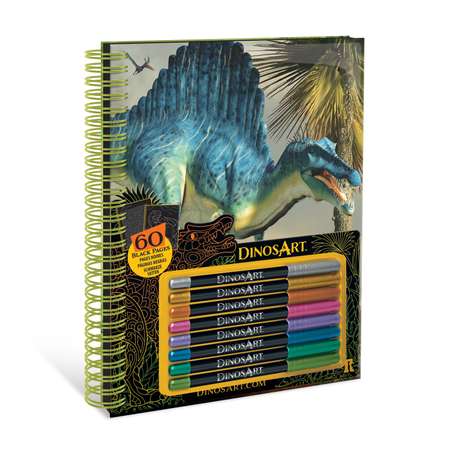 Раскраска DinosArt с 60 черных скетч страниц и 8 гелеевых ручек