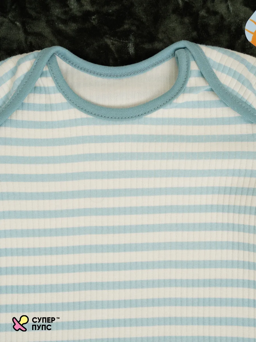 Боди 3 шт Супер Пупс нбр/3пр/бд/коррук/полоска/рыбки - фото 11