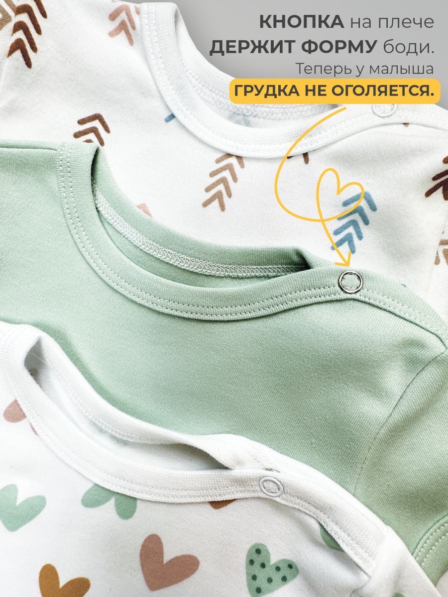 Боди 3 шт ШВЕЙНЫЕ ИСТОРИИ бодисердечки - фото 5