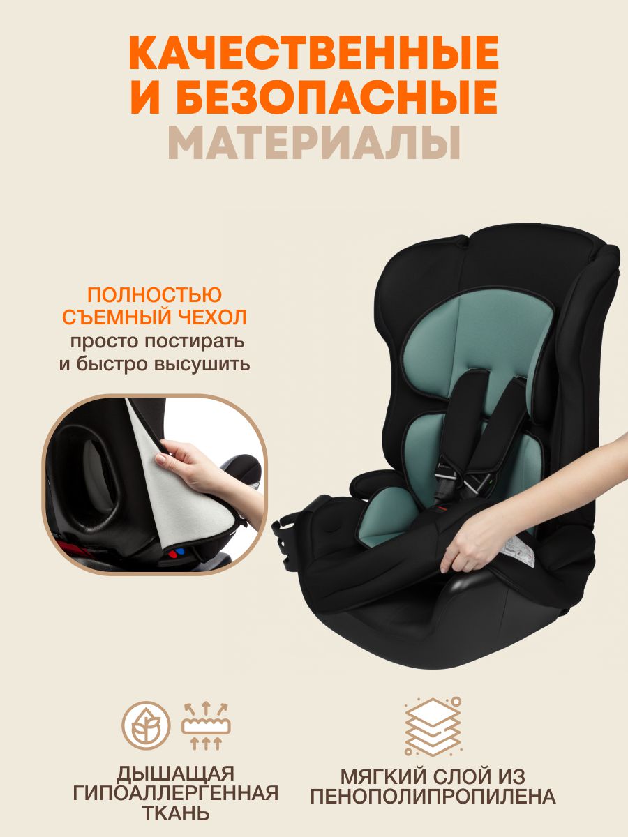 Автокресло ZLATEK Atlantic lux 1/2/3 (9-36 кг) зеленый - фото 7