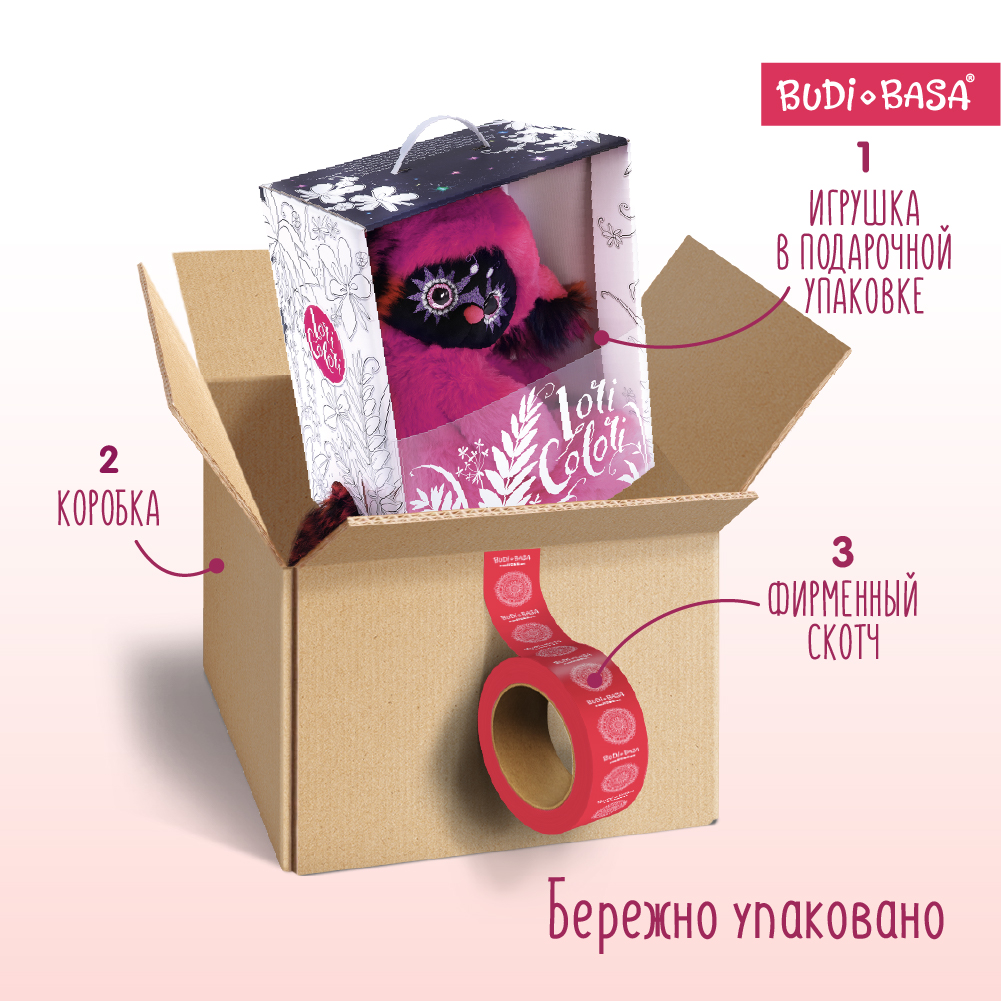 Мягкая игрушка BUDI BASA Лори Колори Ёё розовый 30 см LR30-01 - фото 4