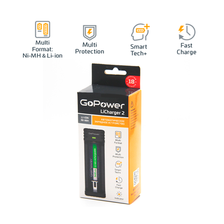 Зарядное устройство GoPower LiCharger 2 Ni-MH/Ni-Cd/Li-ion/IMR 1 слот