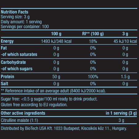 L-цитруллин малат BiotechUSA Citrulline Malate 300 г. Лайм