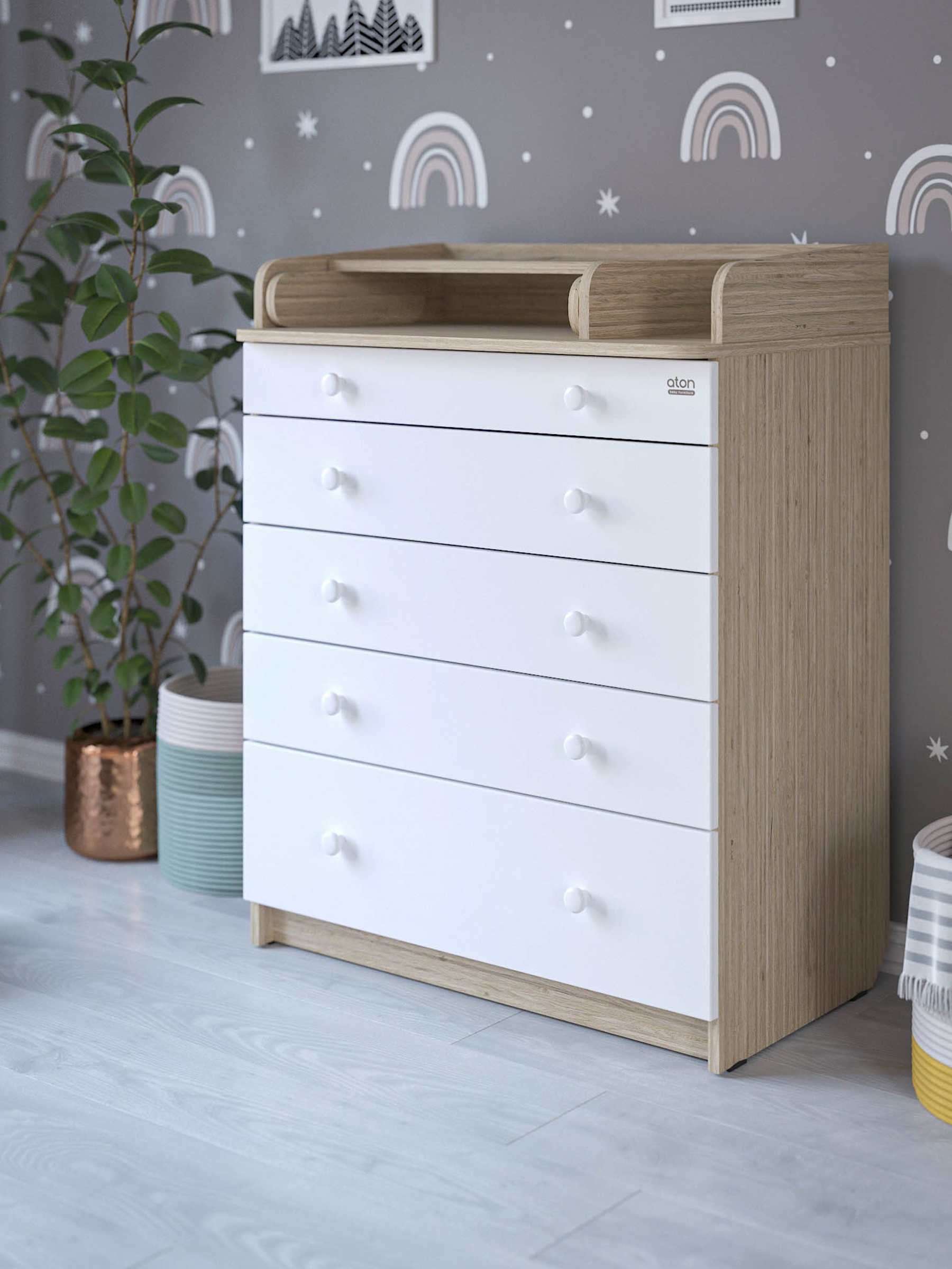 Комод пеленальный Aton Maks дуб тонсберг-белый софт - фото 5