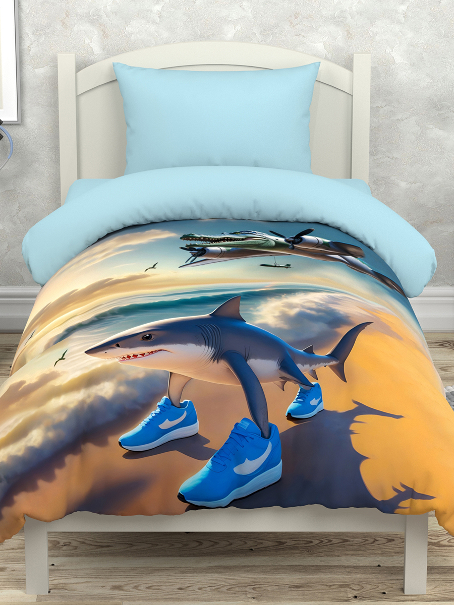 Комплект постельного белья BRAVO kids dreams Крокодило поплин полутораспальный 3 предм. - фото 1