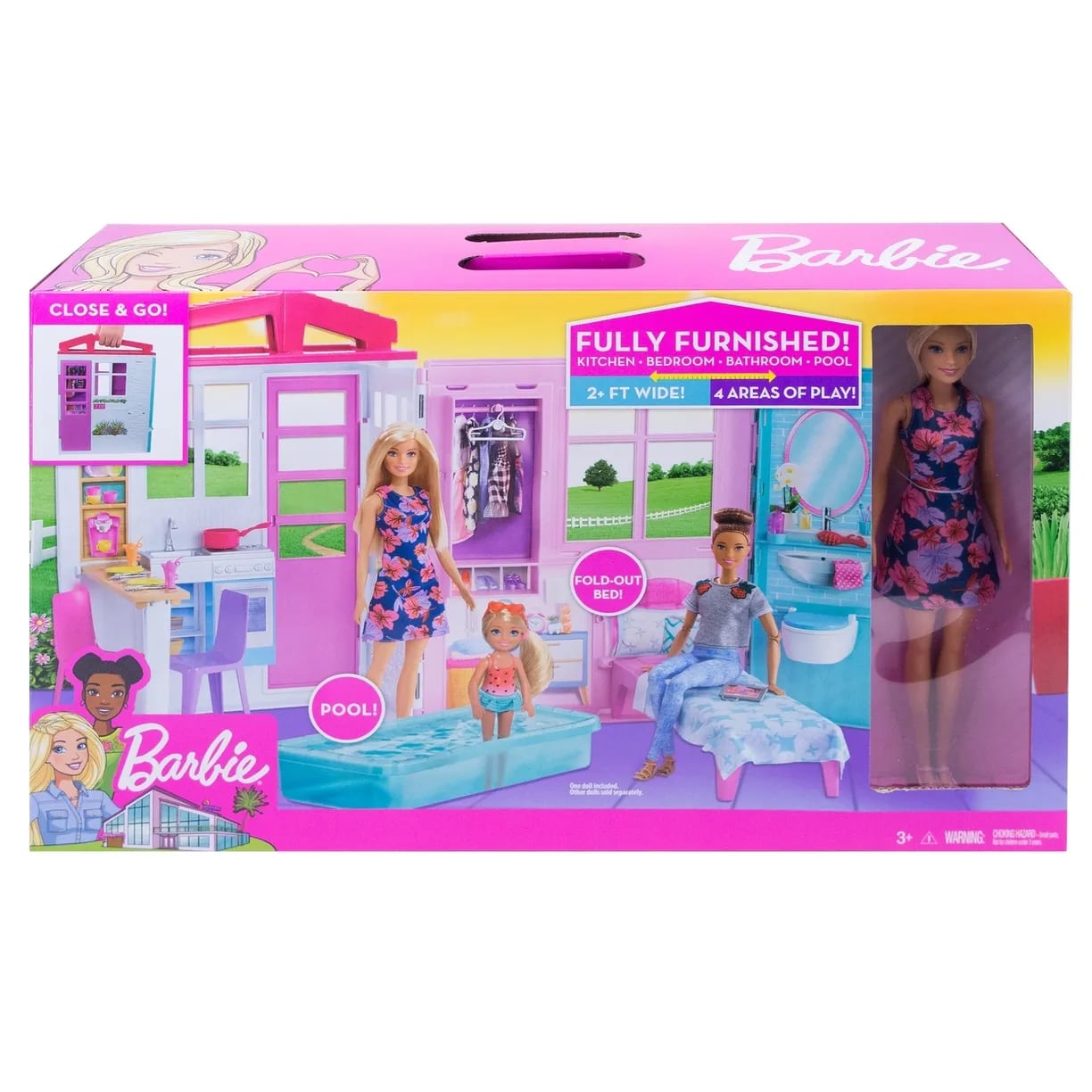 Аксессуар для кукол Mattel кукольный интерьер, шкаф, стул, стол FXG55 - фото 1