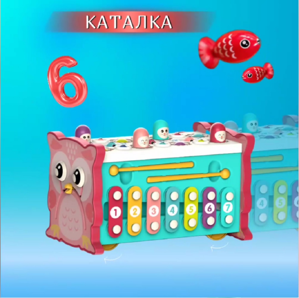 Игрушка ТОТОША бизиборд Развивающий сортер Сова 8в1 - фото 7