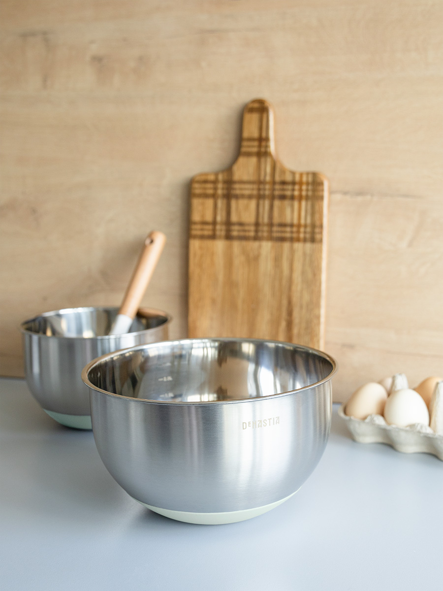 Миска DeNASTIA с прозрачной крышкой 3 л нерж.сталь ментол A000341 - фото 4