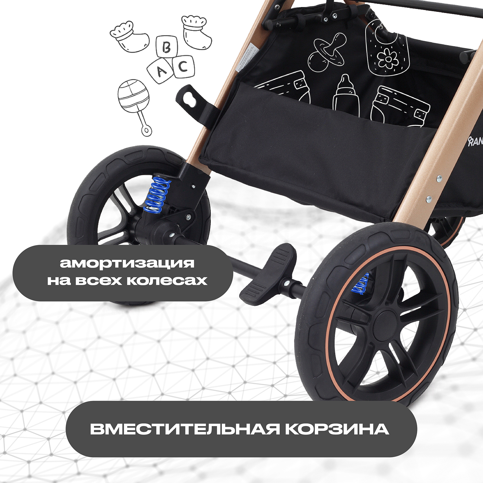Коляска трансформер Rant Basic ROLLER GOLD - фото 11