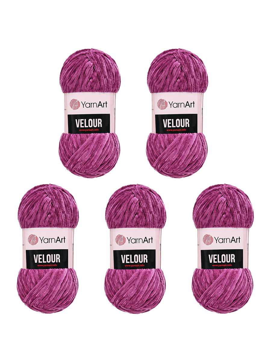 Пряжа для вязания YarnArt Velour 100 г 170 м микрополиэстер мягкая велюровая 5 мотков 855 пурпурный - фото 1