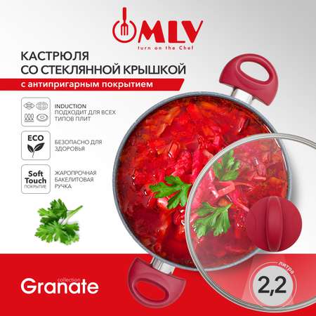Кастрюля для индукционных плит с крышкой Moulin Villa Granate 2, 2 литра