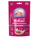 Лакомство для кошек и котят Molina подушечки с начинкой из курицы и утки 60г