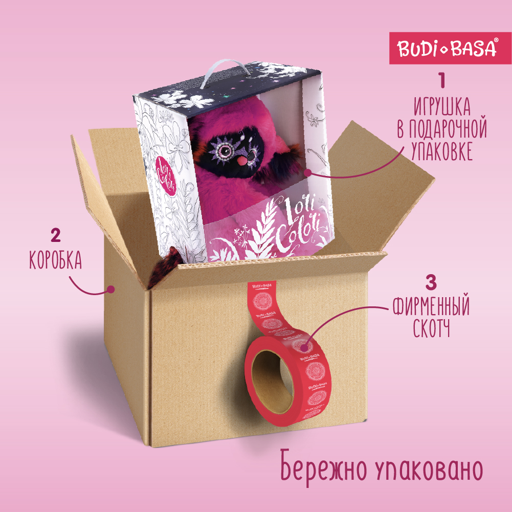 Мягкая игрушка BUDI BASA Лори Колори Тёко фуксия 30 см LR30-05 - фото 5