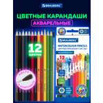 Карандаши акварельные Brauberg 12 шт.