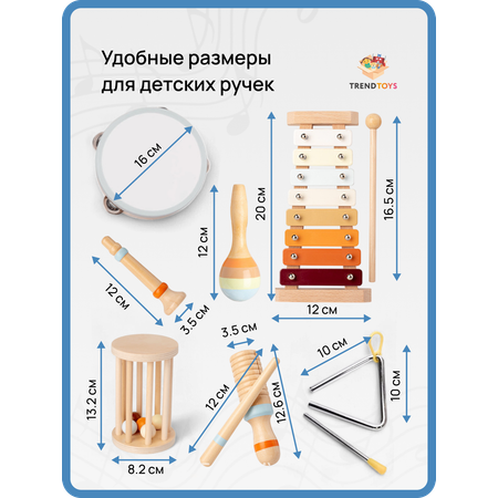 Игрушка музыкальная TrendToys бубен, маракас, ксилофон