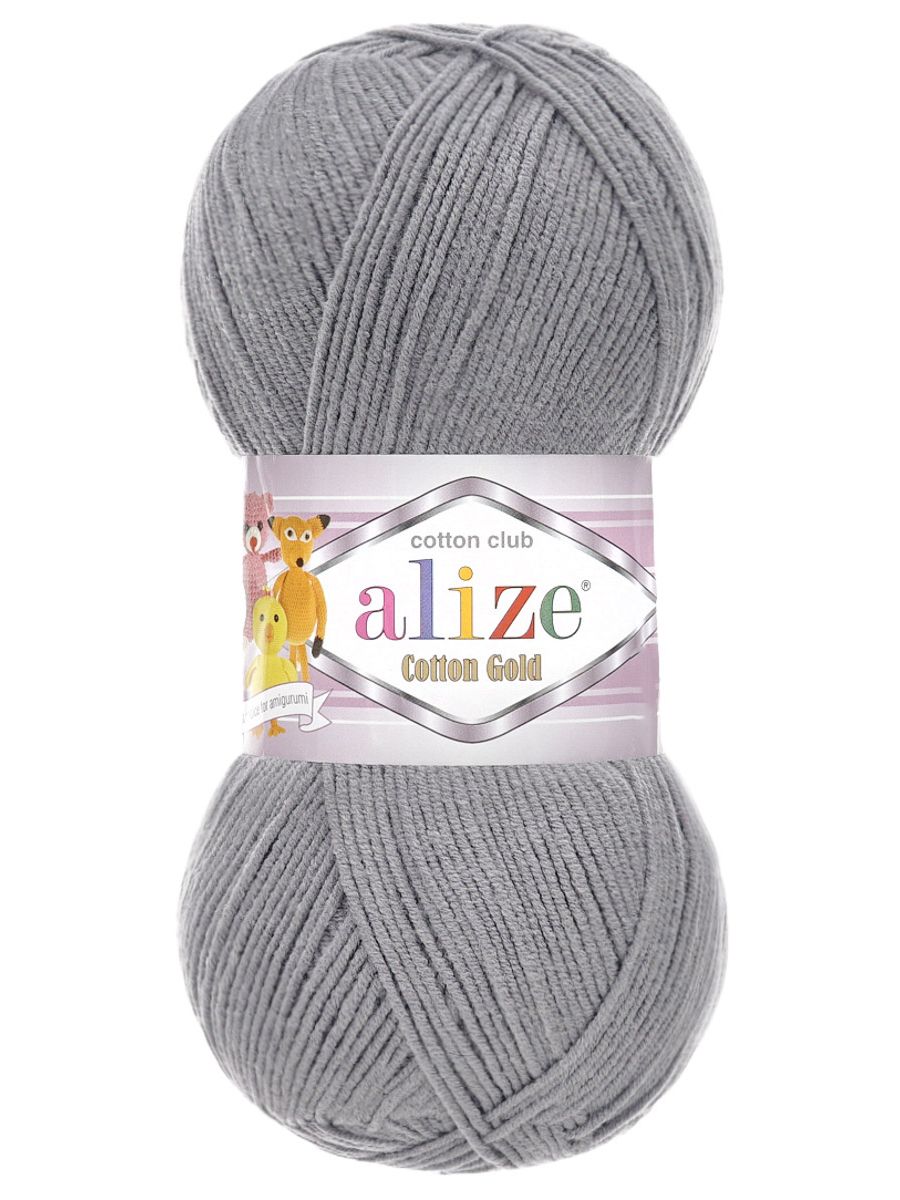 Пряжа Alize для теплой одежды пледов игрушек Cotton gold 100г 330м 5 шт 87 угольный серый - фото 4