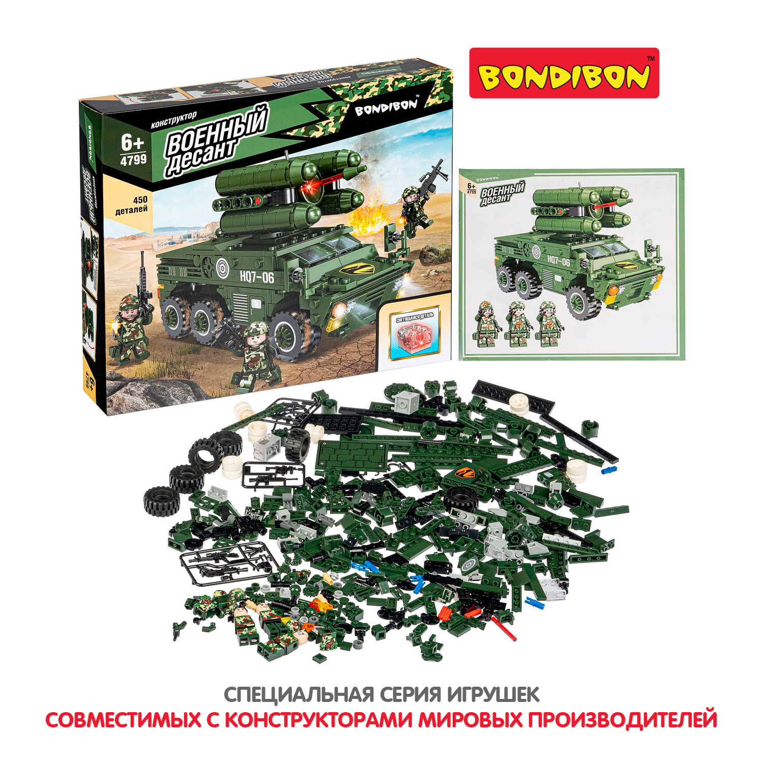 Конструктор Bondibon Военный Десант Зенитка 450 дет. - фото 9