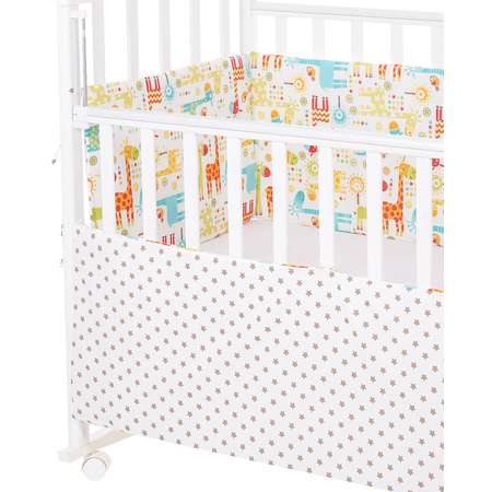 Бортики в кроватку Lemony kids Giraffe белый/оранжевый 4 части съемные чехлы