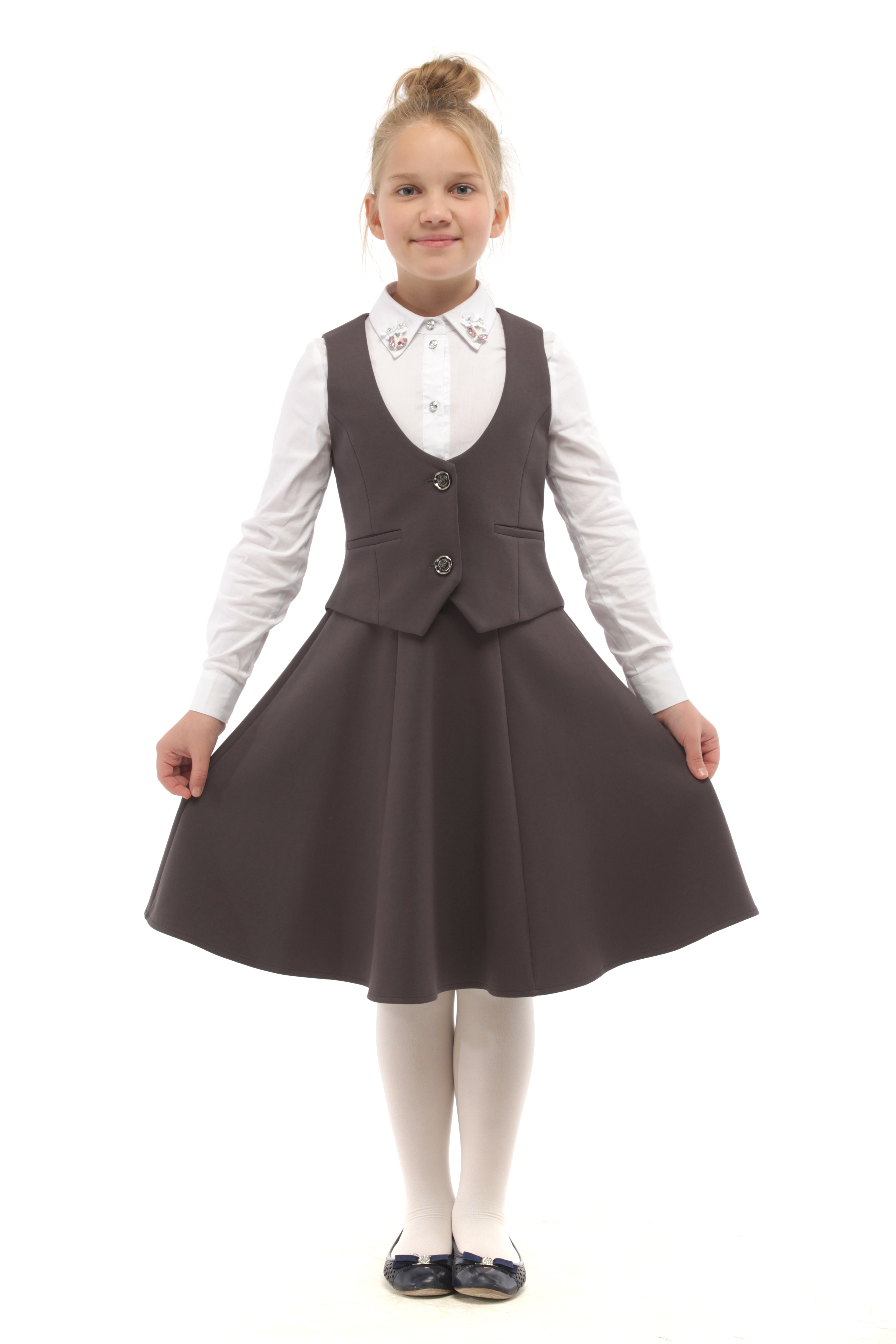 Юбка Stylish AMADEO AS-073-серый - фото 3