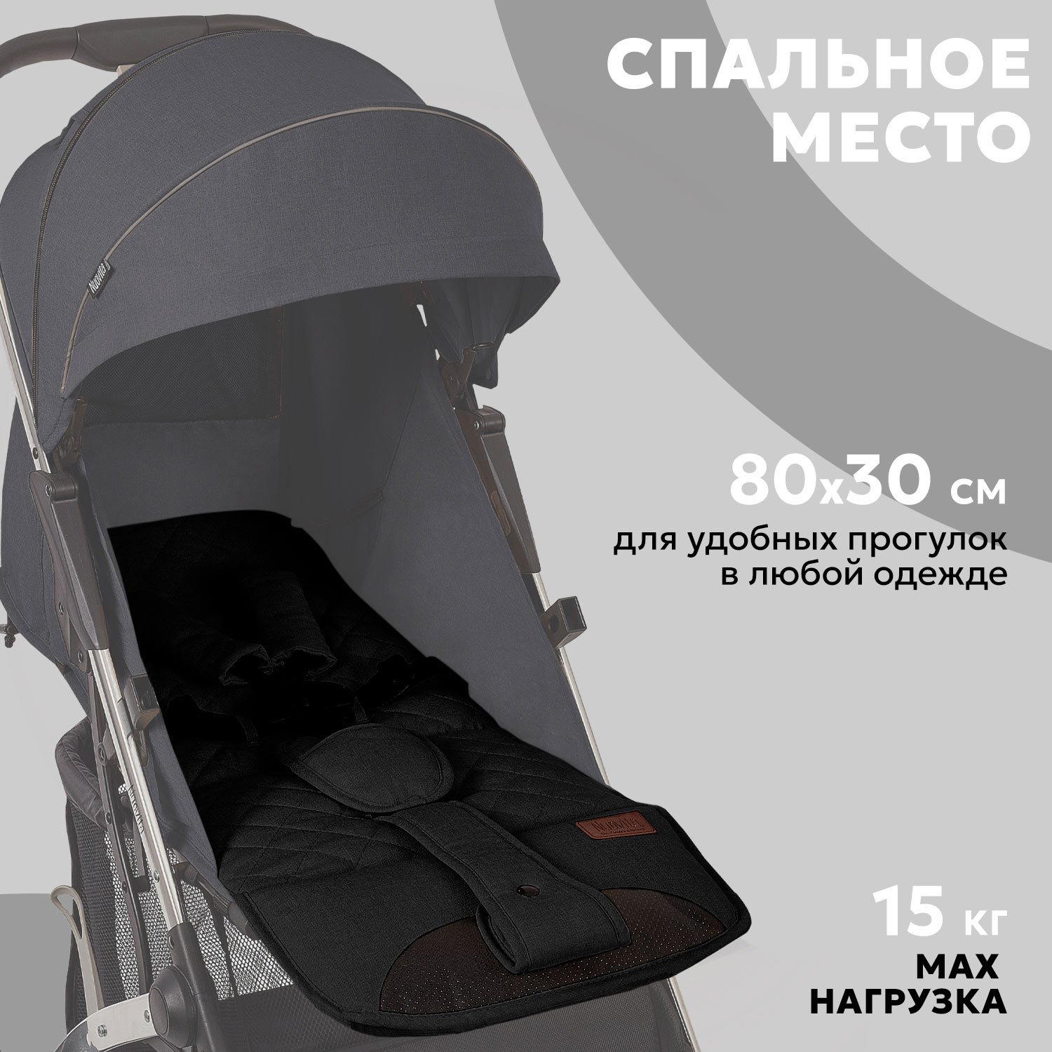 Коляска прогулочная Nuovita Snello Plus черный - фото 6