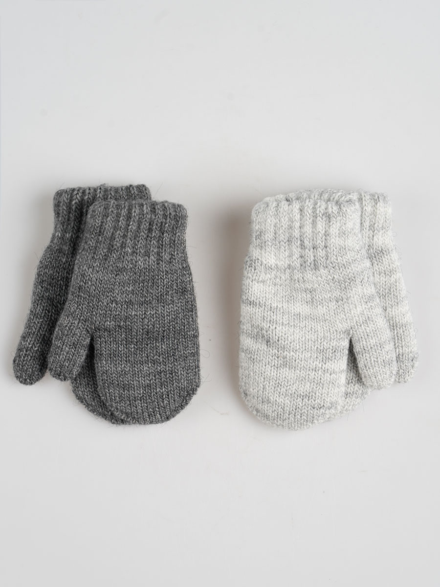 Варежки 2 пары ПриКиндер U-W_232826 Цвет: Светло-серый/темно-серый - фото 1