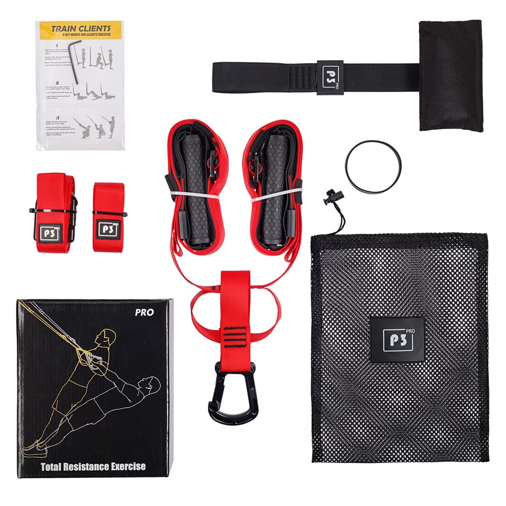 Тренировочные петли STRONG BODY P3 Pro черно-красные подвесные тренировочные петли для фитнеса - фото 4
