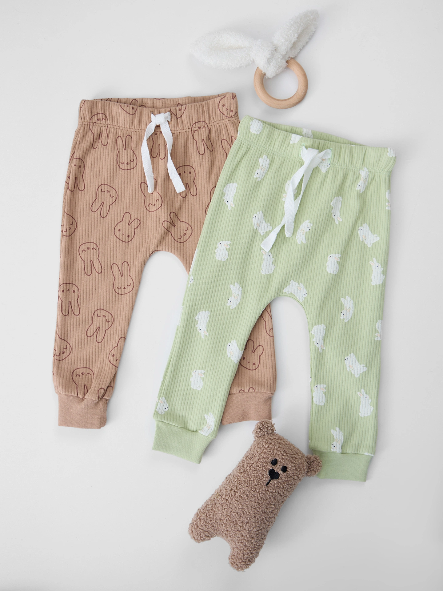 Штанишки 2 шт Mark Formelle (Марк Формэль) 85118-2/зайки на бежевом +зайчата на св.зеленом - фото 11