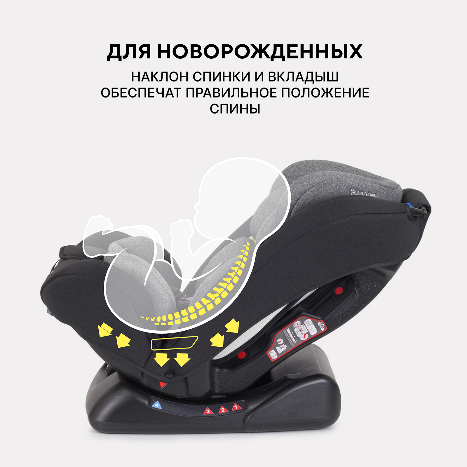 Автокресло Rant Basic Unity 0+/1/2/3 (0-36 кг) серый - фото 3