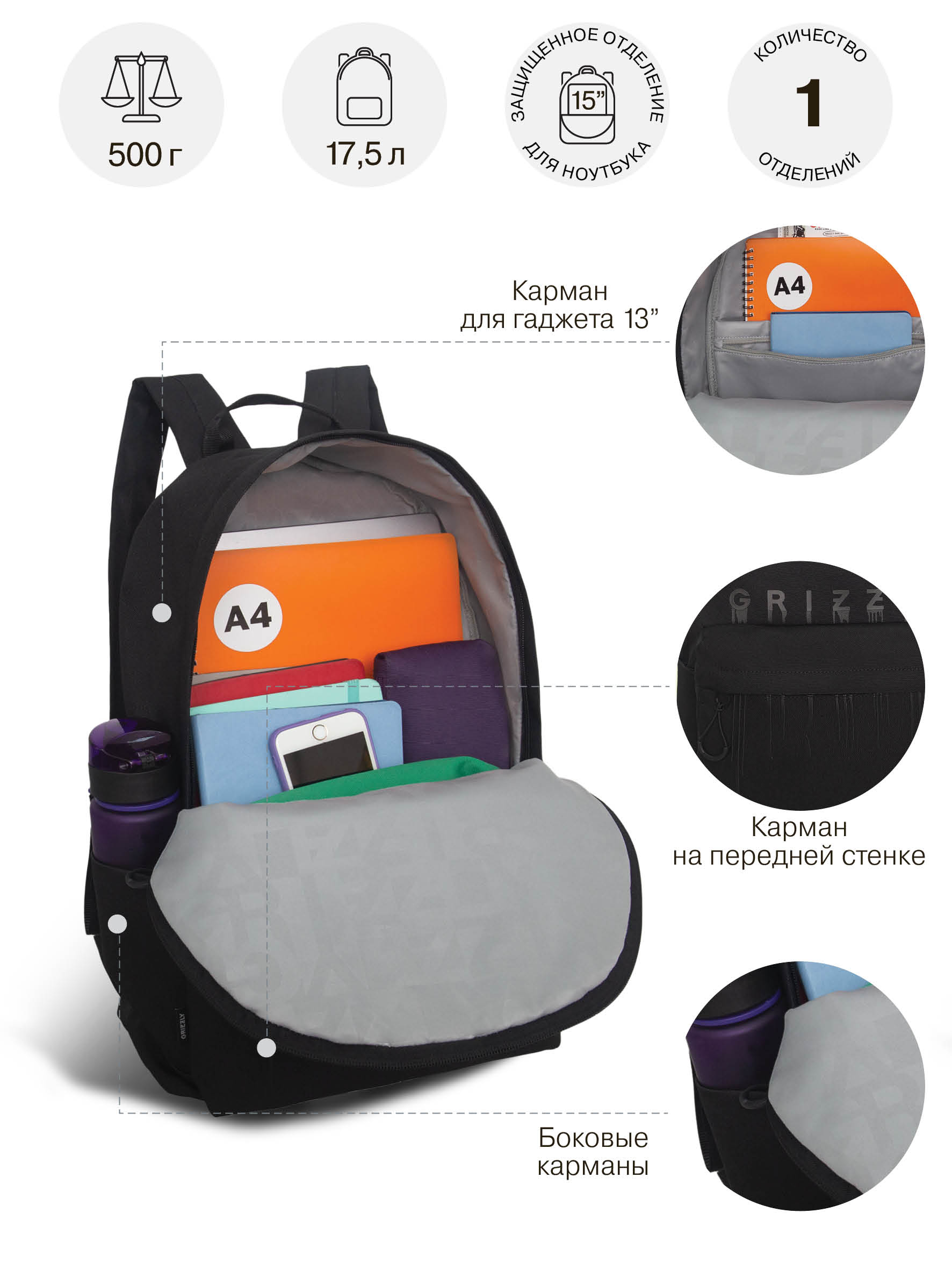 Рюкзак Grizzly для мальчика - фото 7